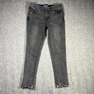 Democracy Ab Technology Jeans Denim Skinny Raw Hem Button Fly Womens 6 Black